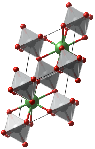 Pristine LaNiO$_3$ with La, Ni and O atoms displayed in green, grey and red, respectively.